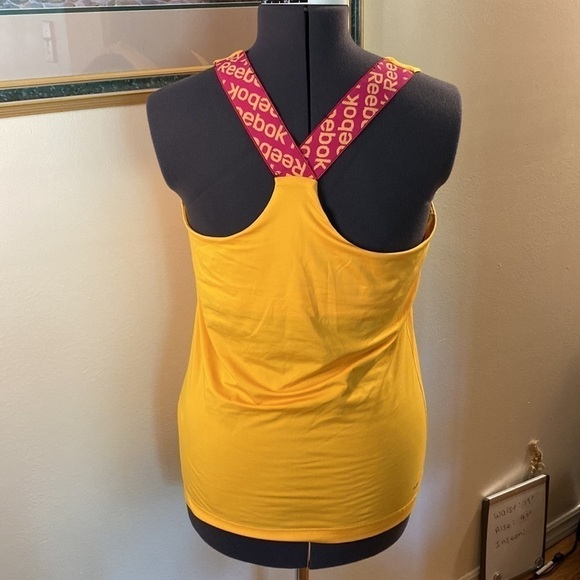 REEBOK WorkOut Ready Collection Mustard Yellow Racerback Tank Top  Bra Support - Picture 2 of 8